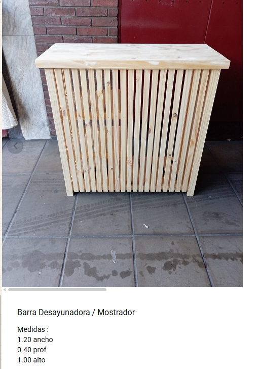 Barra desayunadora o mostrador de madera de pino