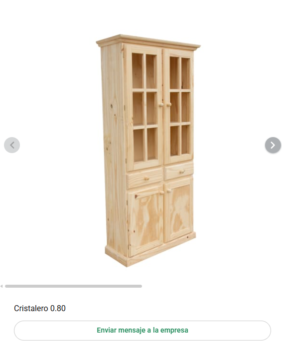 Cristalero 0.80 de pino con puertas vidriadas